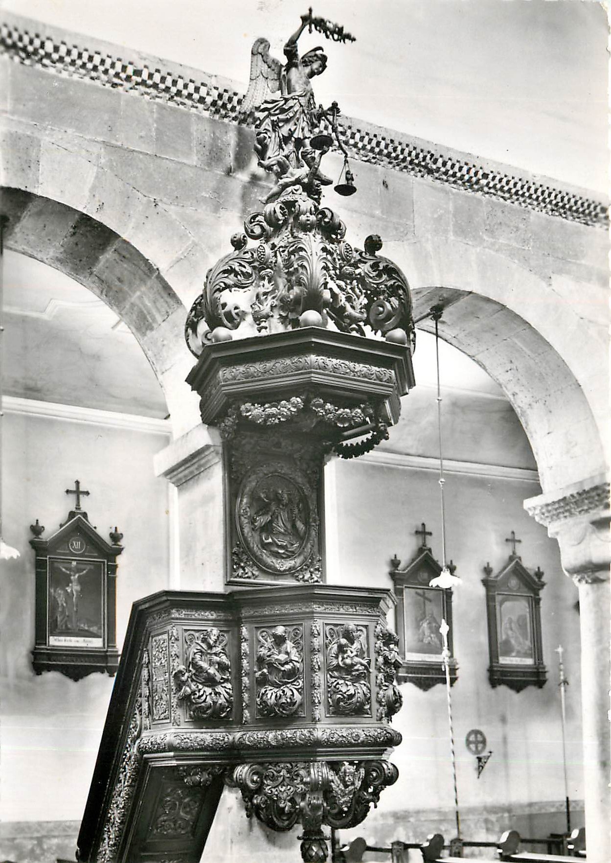 CPM Eglise de Lautenbach. La chaire (1717) Monument historique