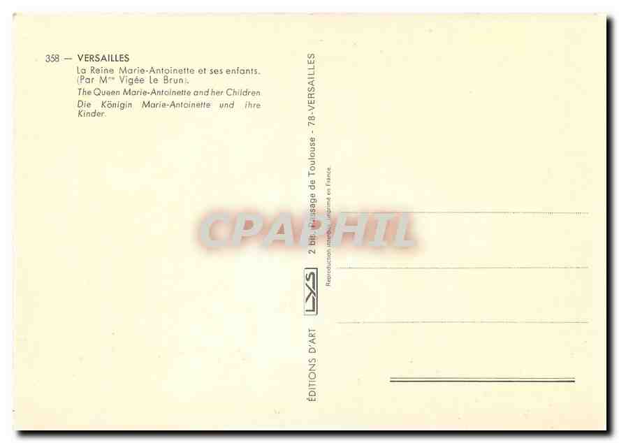CPM Versailles La Reine Marie-Antoinette et ses enfants — Verso