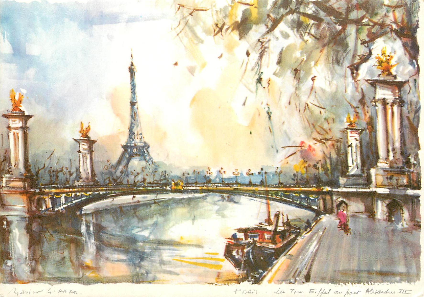 CPM Paris La Tour Eiffel au pont Alexander III