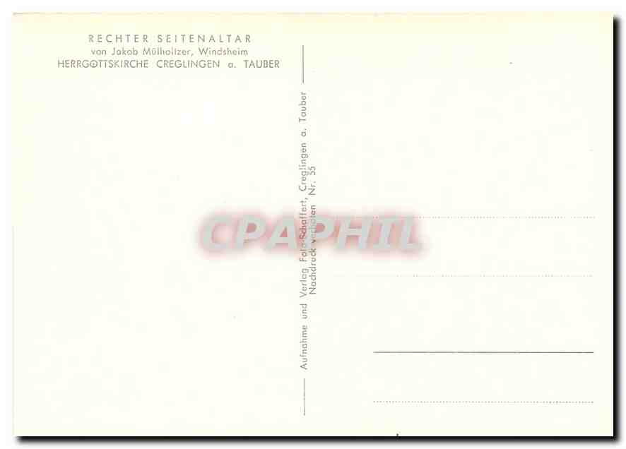 CPM Rechter Seitenaltar von Jakob Muelholtzer Windsheim Herrgottskirche Creglingen a. Tauber — Rückseite