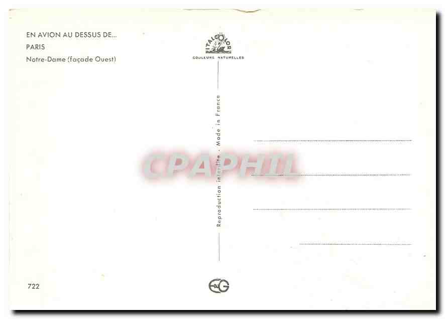 CPM Paris Notre-Dame (facade Ouest) — Verso