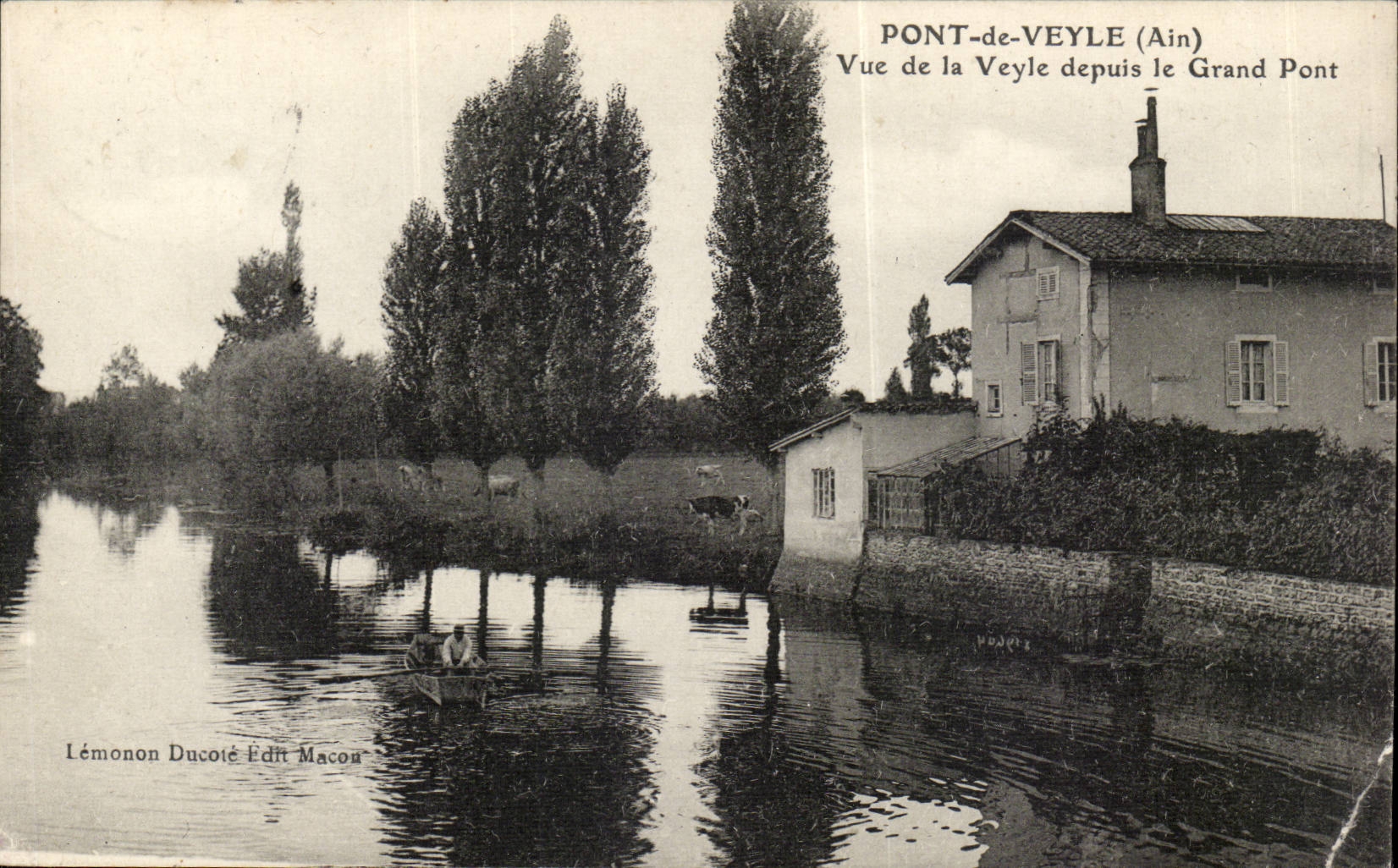 Pont de Veyle - Vue de la Veyle depuis le Grand Pont - CPA 