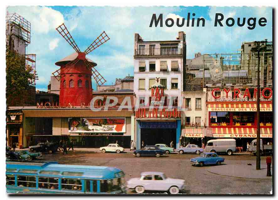 CPM Moulin Rouge Paris Autobus Brasserie Cyrano