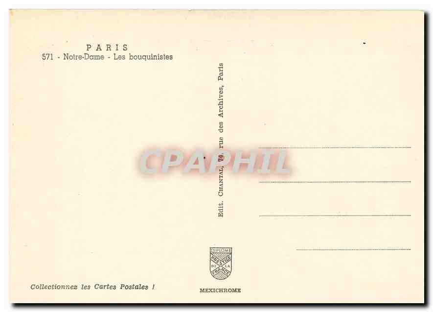 CPM Paris Notre-Dame - Les bouquinistes — Verso