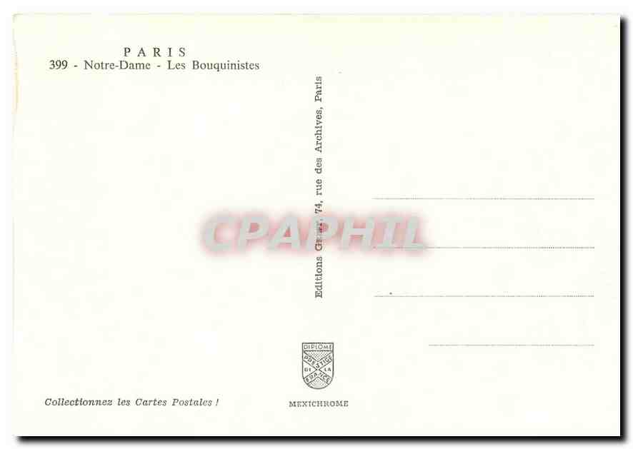 CPM Paris Notre-Dame - Les Bouquinistes — Rückseite