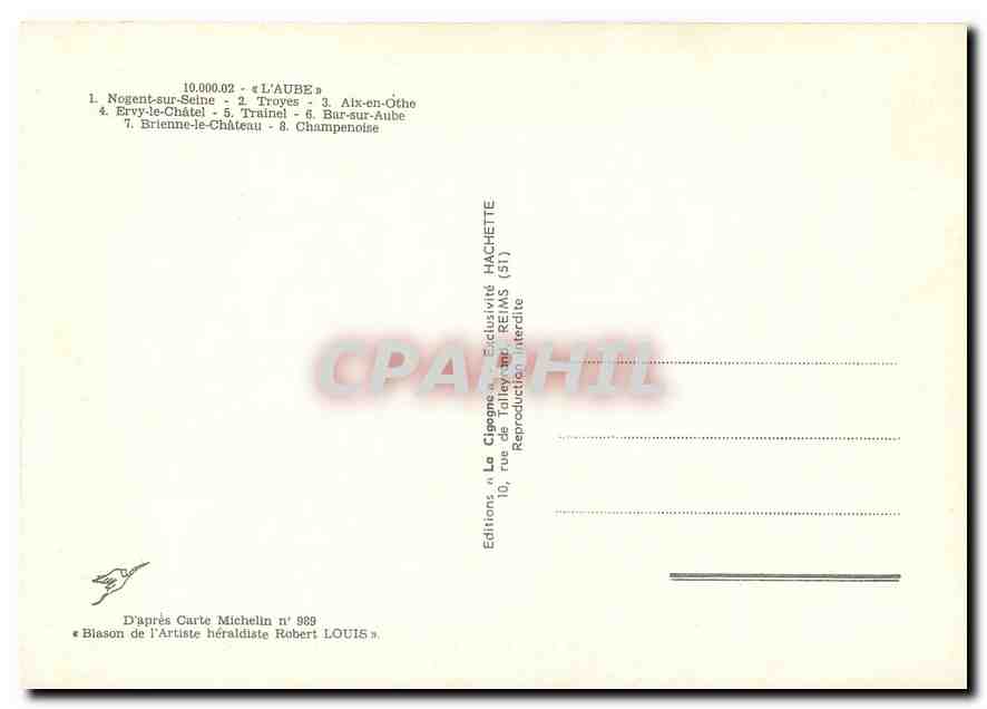 CPM D'apres Carte Michelin N.989 — Rückseite