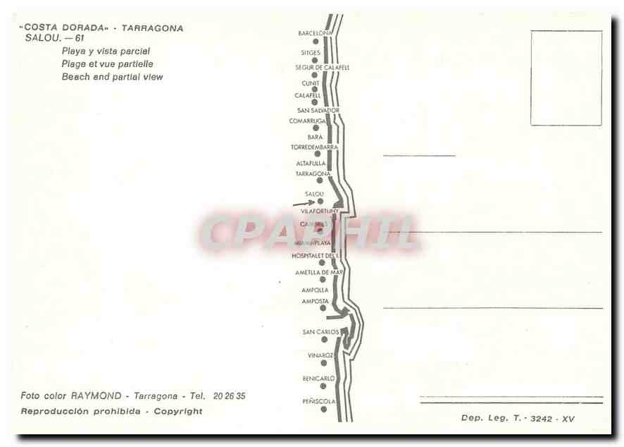 CPM Costa Dorada Tarragona Salou  Plage et vue partielle — Rückseite
