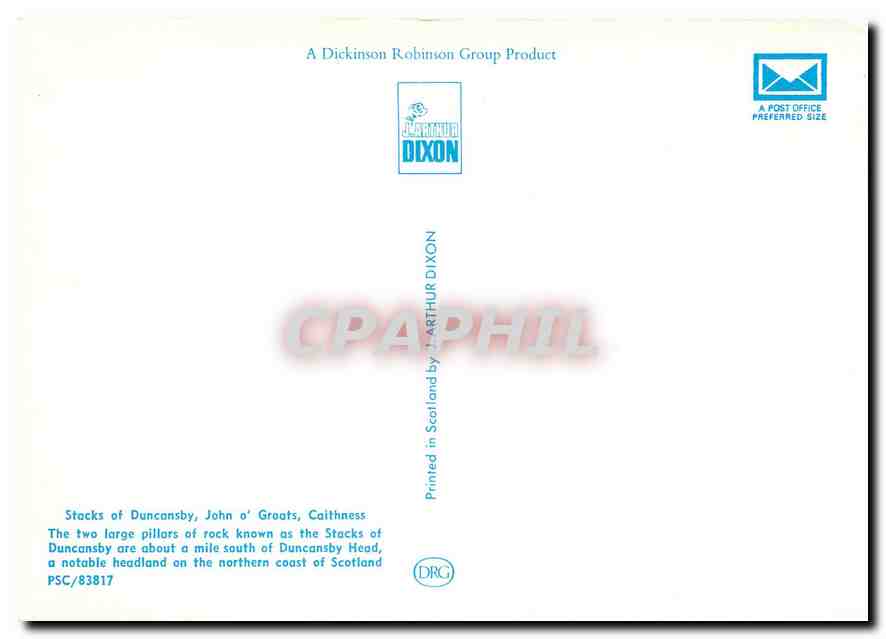 CPM Stacks of Ducansby John o' Groats Calthness — Rückseite