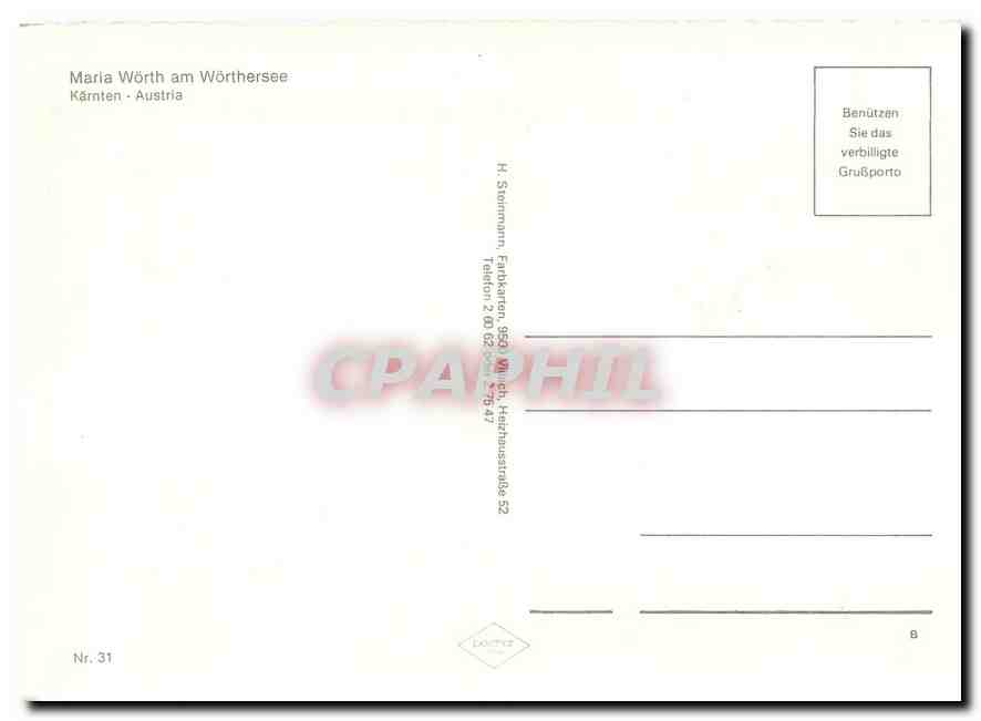 CPM Maria - Woerth am Woerthersee Kaernten Austria — Rückseite
