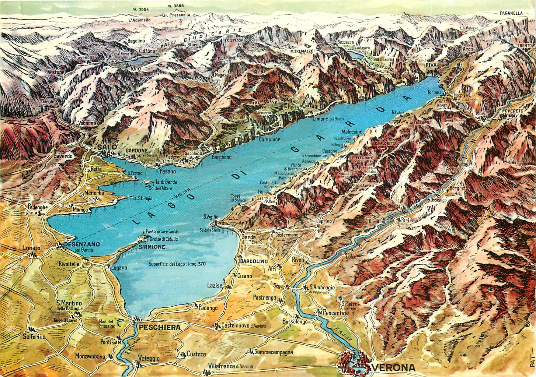 CPM Carte geographique du lac de Garde