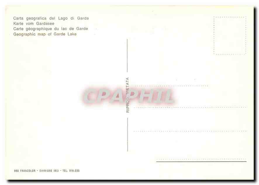 CPM Carte geographique du lac de Garde — Rückseite