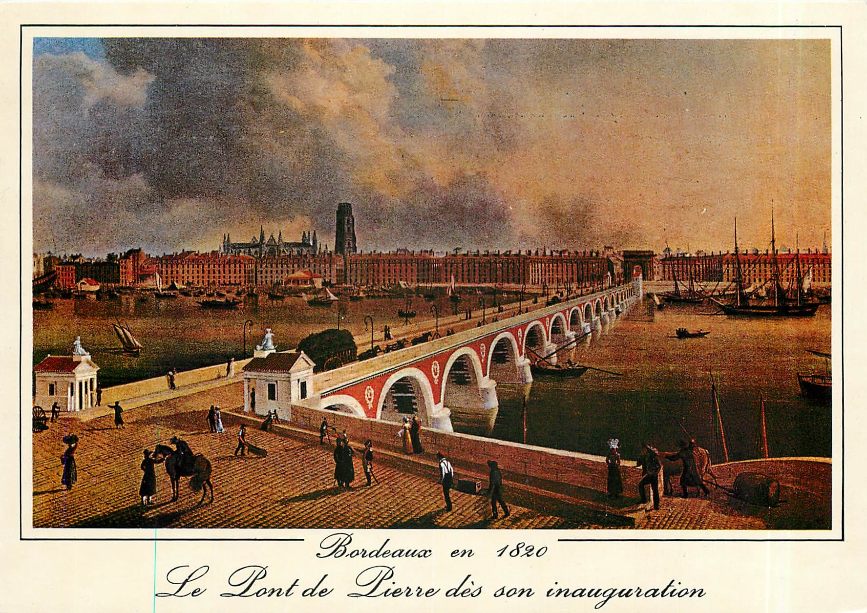 CPM Bordeaux en 1820 Le Pont de Pierre des son inauguration