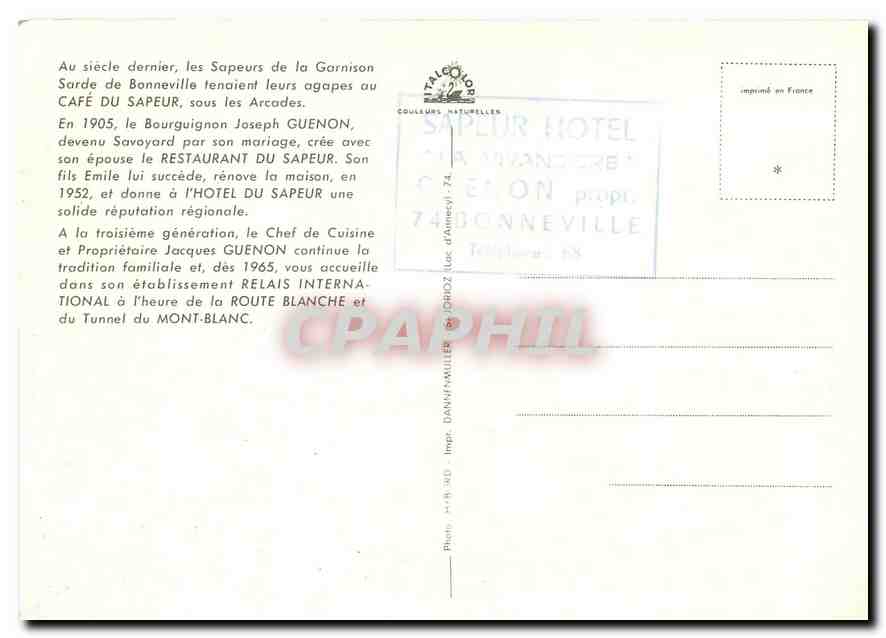CPM Hotel du Sapeur Bonneville — Rückseite
