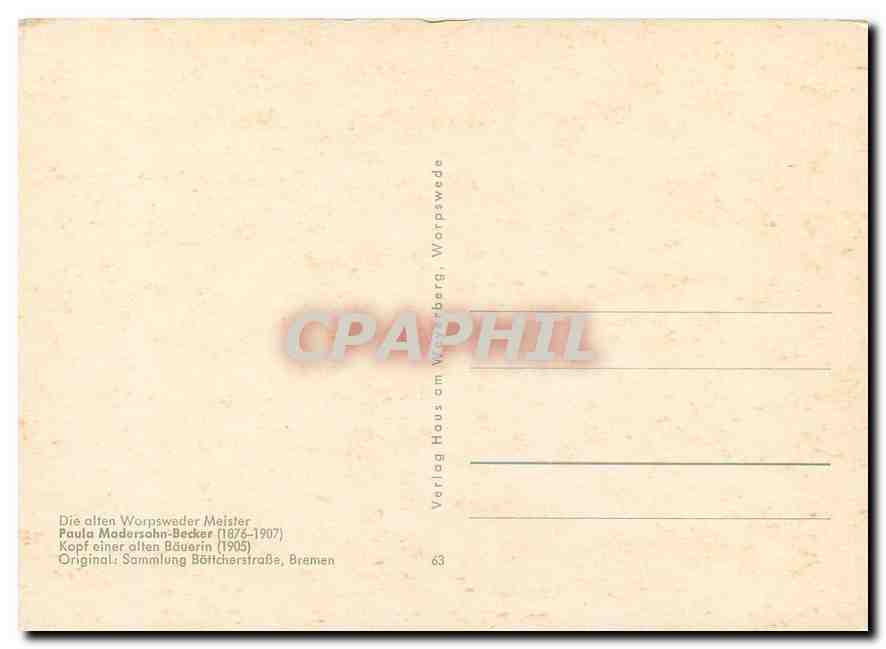 CPM Paula Madersohn-Becker (1876-1907) Kopf einer alten Baeuerin (1905) — Verso