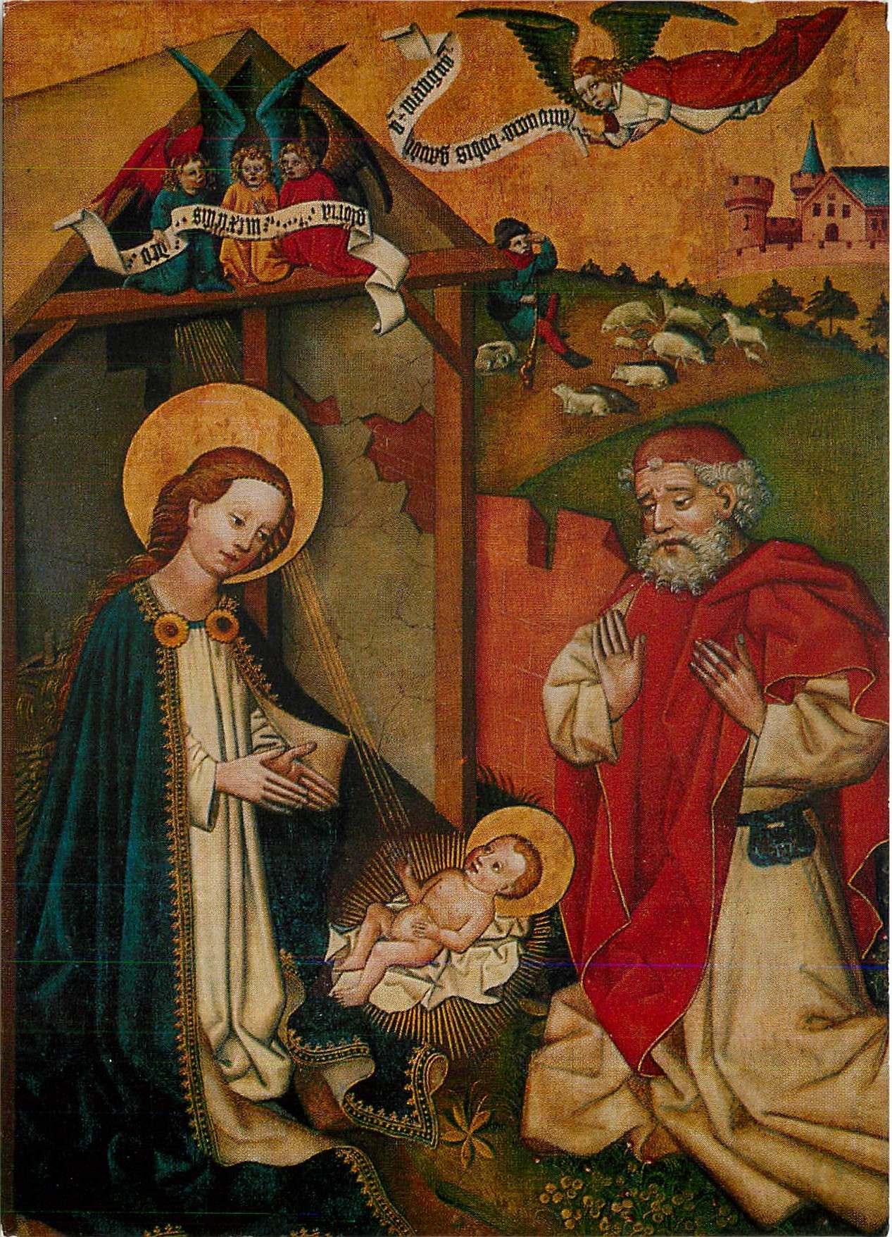 CPM Freiburg i. Br. Augustinermuseum Anbetung (Ausschnitt) Oberrhein um 1460