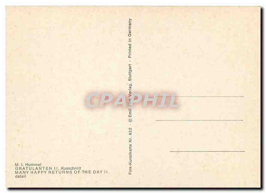 CPM M. I. Hummel Gratulanten II Ausschnitt Many Happy Returns of the Day II detail — Verso