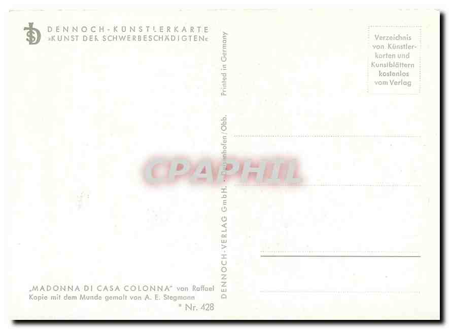 CPM "Madonna di Casa Colonna" von Raffael — Verso