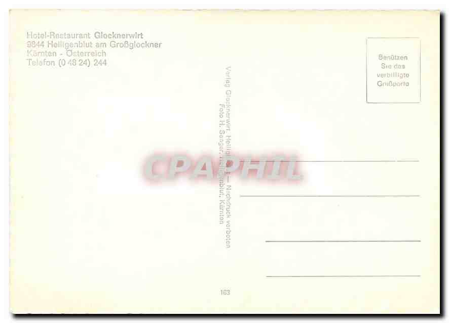 CPM Hotel-Restaurant Glocknerwirt Heilingenblut am Grossglockner — Rückseite