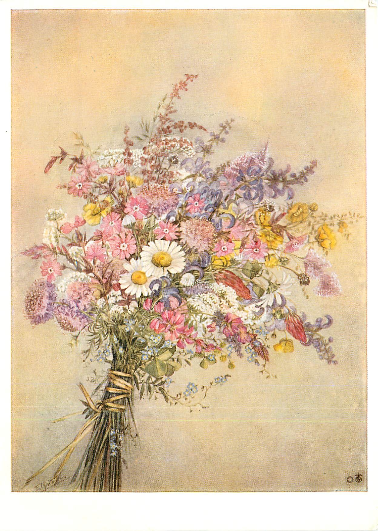 Bouquet de fleurs — illustration — E. Christoffel, n° 14160, Verlag Josef Möller, München