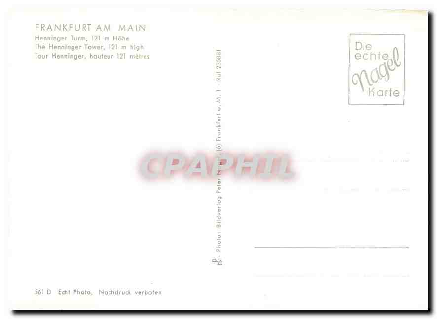 CPM Frankfurt am Main Tour Henninger hauteur 121 metres — Rückseite