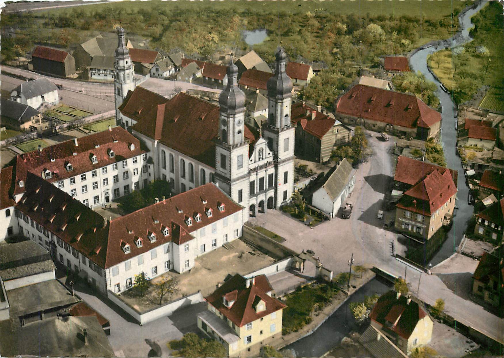 CPM Ebermunster Eglise Abbatiale et couvent Vue aerienne