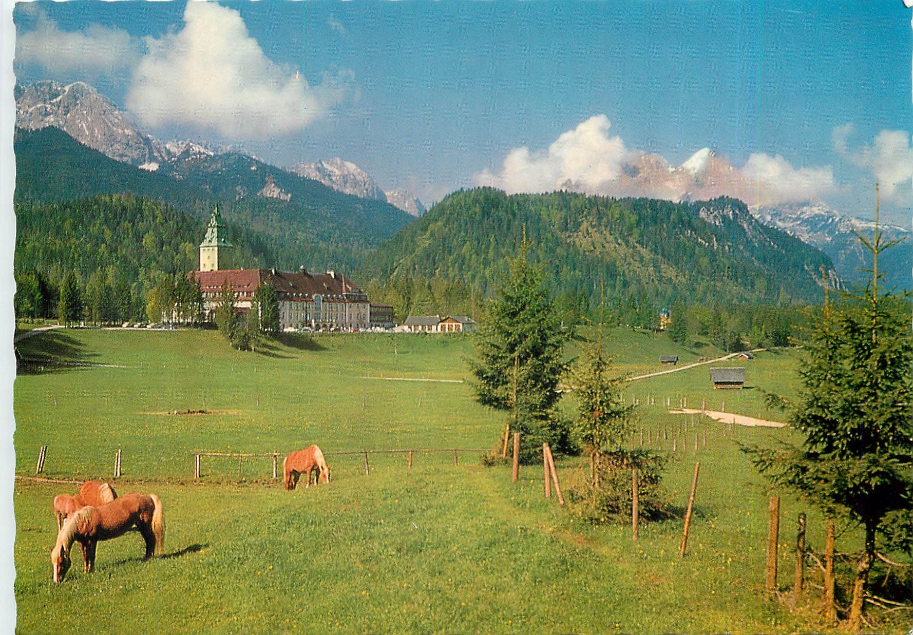 CPM Schloss Elmau gegen Wetterstein und Alpspitze (2628 m)