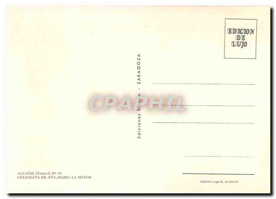 CPM Alcaniz Colegiata de Sta. Maria La Mayor — Back