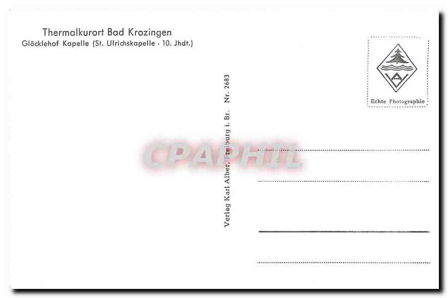 CPM Thermalkurort Bad Krozingen Gloecklehof Kapelle — Rückseite