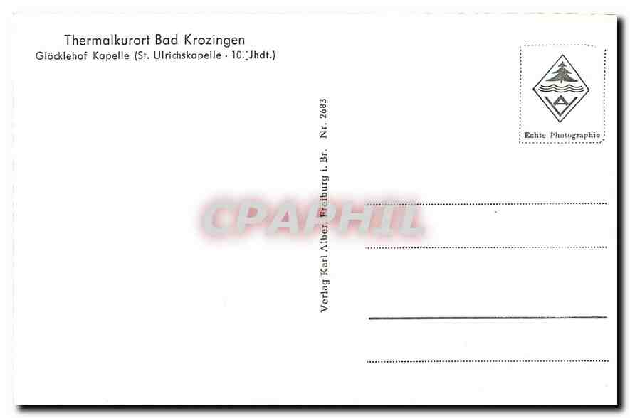CPM Thermalkurort Bad Krozingen Gloecklehof Kapelle — Rückseite
