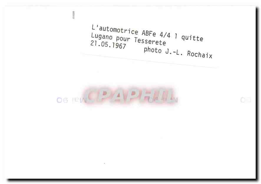 CPM L'automotrice ABFe 4/4 1 quitte Lugano pour Tesserete 21.05.1967 — Verso