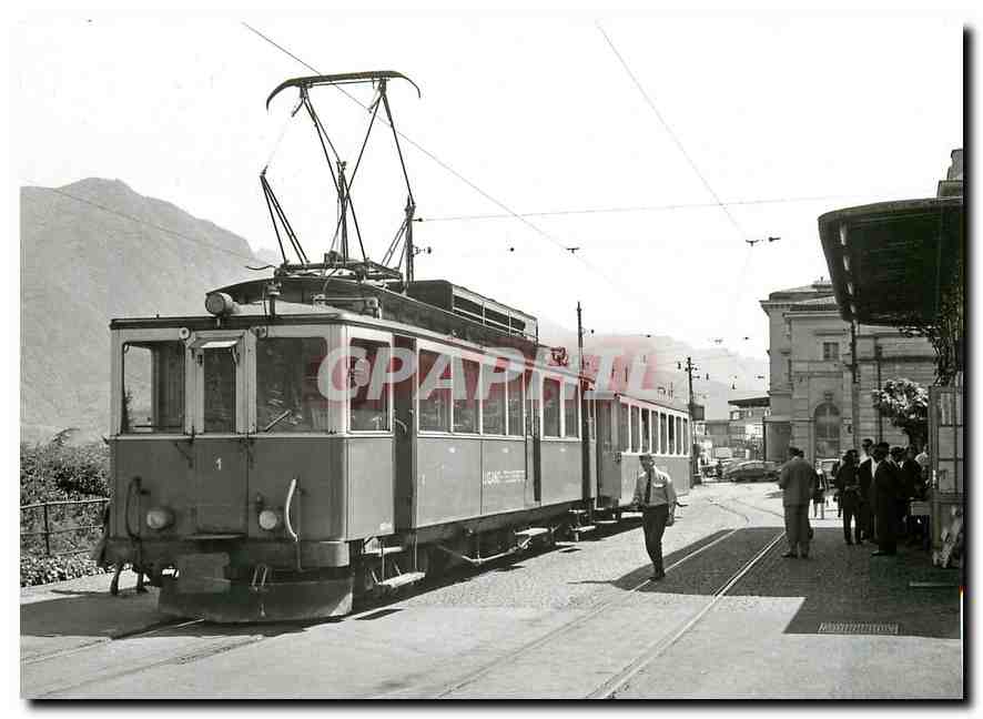 CPM Lugano palce de la Gare. ABFe 4/4 1 et B4 15 20.5.1967