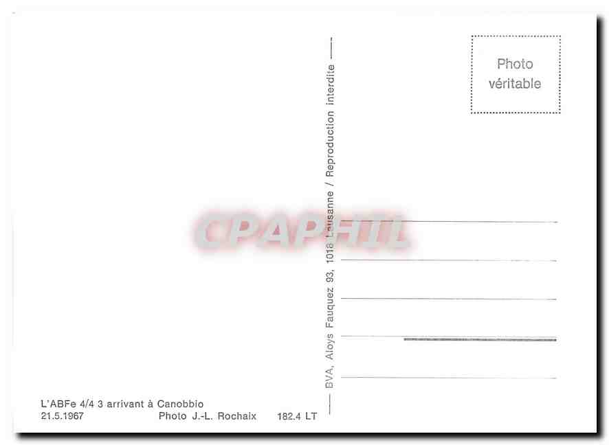 CPM L'ABFe 4/4 3 arrivant a Canobbio 21.5.1967 — Verso