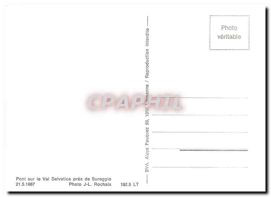 CPM Pont sur le Val Selvatica pres de Sureggio 21.5.1967 — Verso