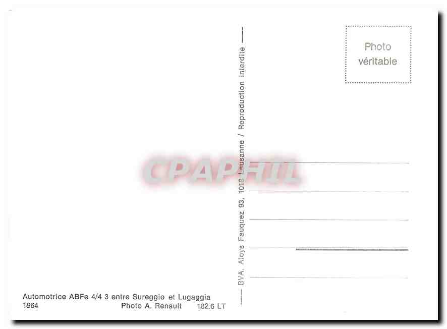 CPM Automotrice ABFe 4/4 3 entre Sureggio et Lugaggia 1964 — Verso