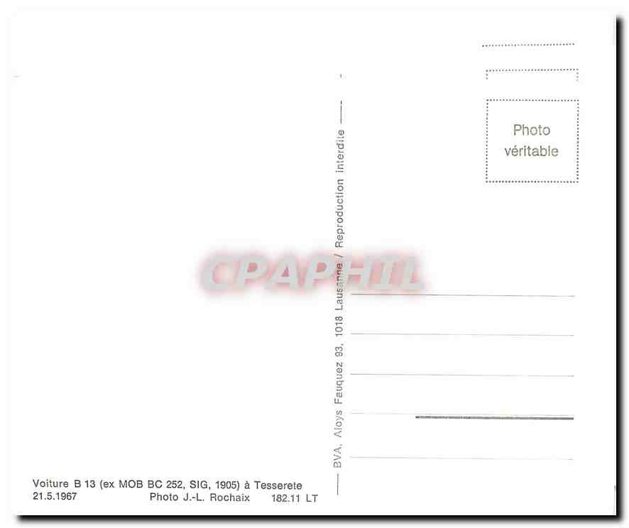 CPM Voiture B13 a Tesserete 21.5.1967 — Verso