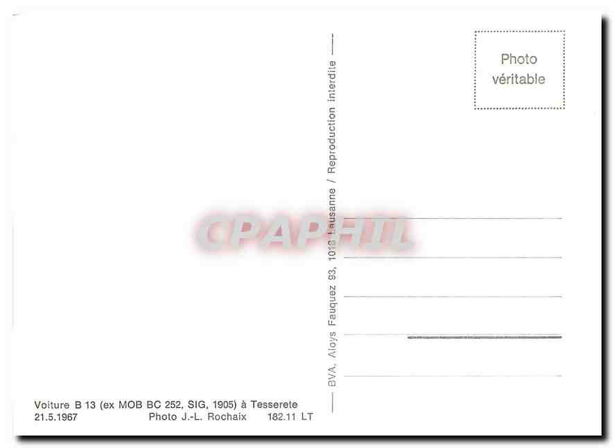 CPM Voiture B13 a Tesserete 21.5.1967 — Verso
