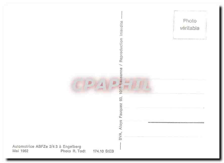 CPM Automotrice ABFZe 2/4 3 a Engelberg Mai 1962 — Verso
