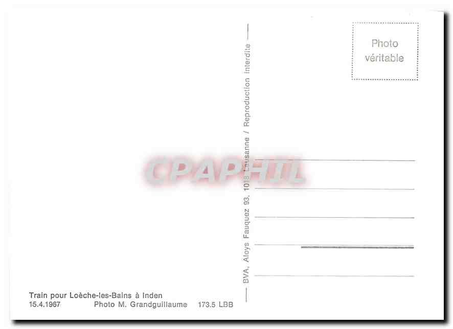 CPM Train pour Loeche-les-Bains a Inden 15.4.1967 — Verso