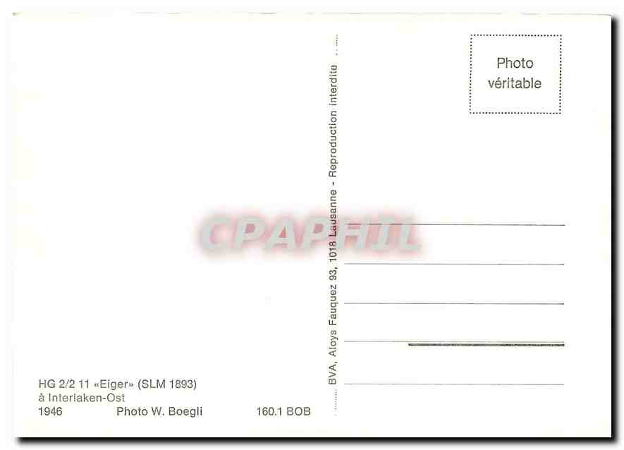 CPM HG 2/2 11 "Eiger" a Interlaken-Ost 1946 — Verso