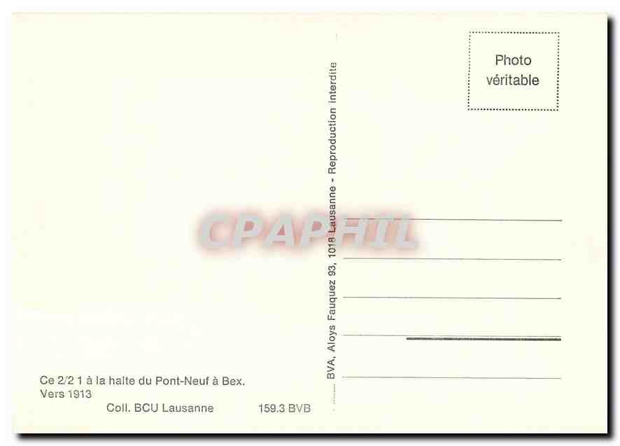 CPM Ce 2/2 1 a la halte du Pont-Neuf a Bex. Vers 1913 — Verso