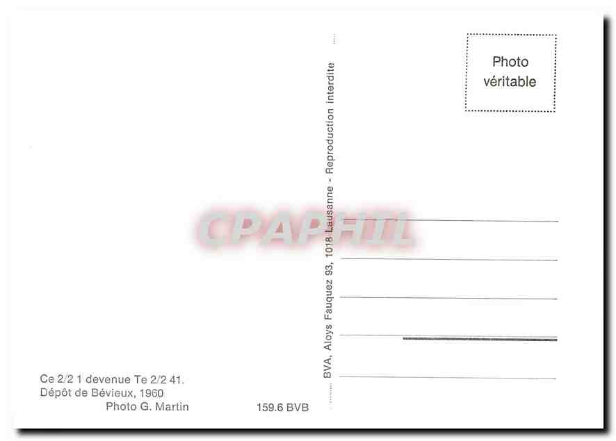 CPM Ce 2/2 1 devenue Te 2/2 41 Depot de Bevieux 1960 — Verso