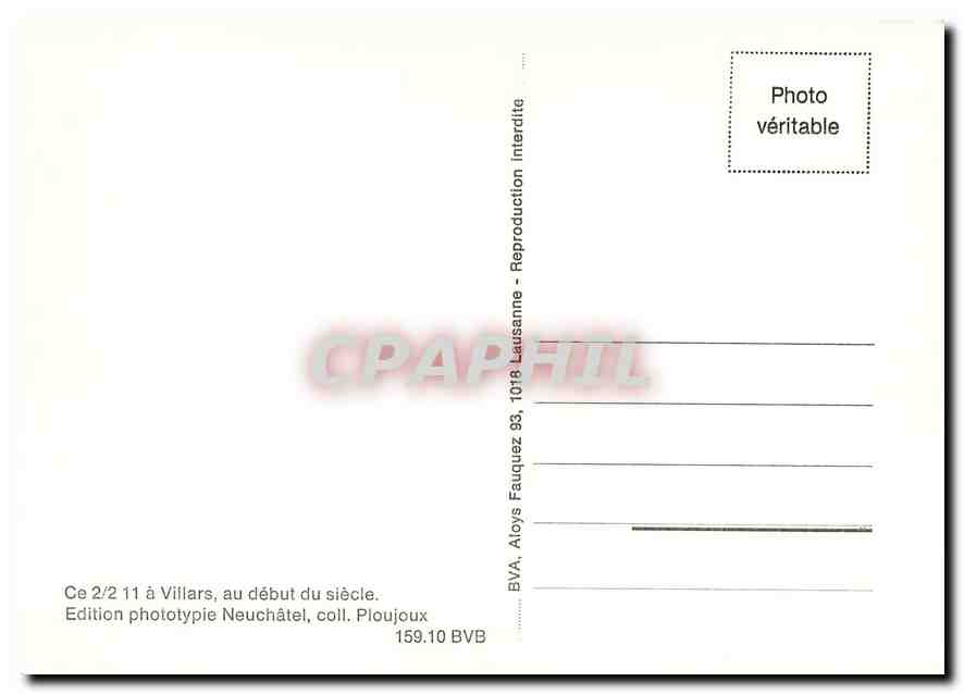 CPM Villars. Tram electrique Bex-Gryon-Villars — Verso