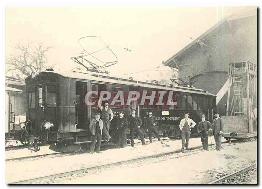 CPM L'ancien depot d'Aigle et automotrice BCFe 4/4 11 Vers 1914