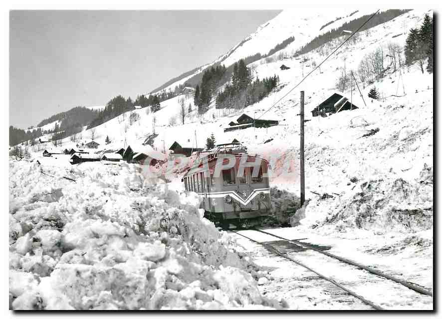 CPM ABDe 4/4 3 entre les Bovets et les Diablerets dans une zone d'avalanche 19.2.1984