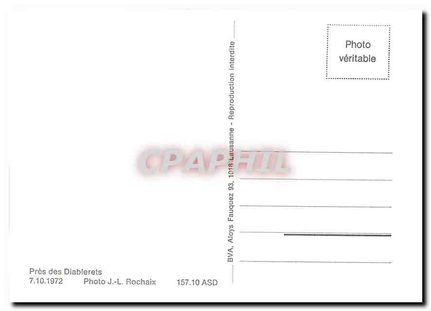 CPM Pres des Diablerets 7.10.1972 — Verso