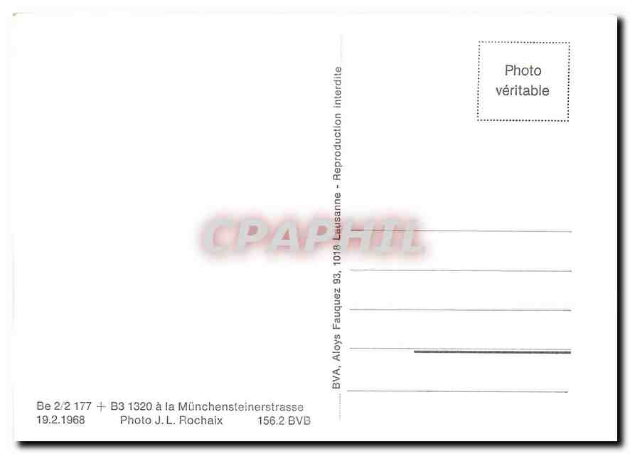 CPM Be 2/2 177 + B3 1320 a la Muenchensteinerstrasse 19.2.1968 — Verso