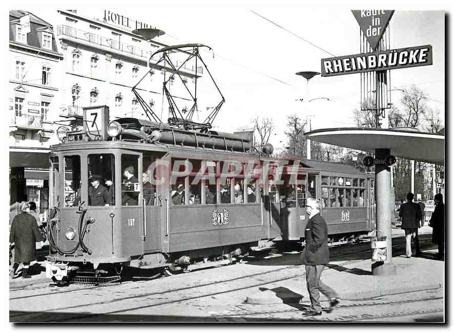 CPM Be 2/2 157 et B 1130 a la place de la Gare 7.2.1968