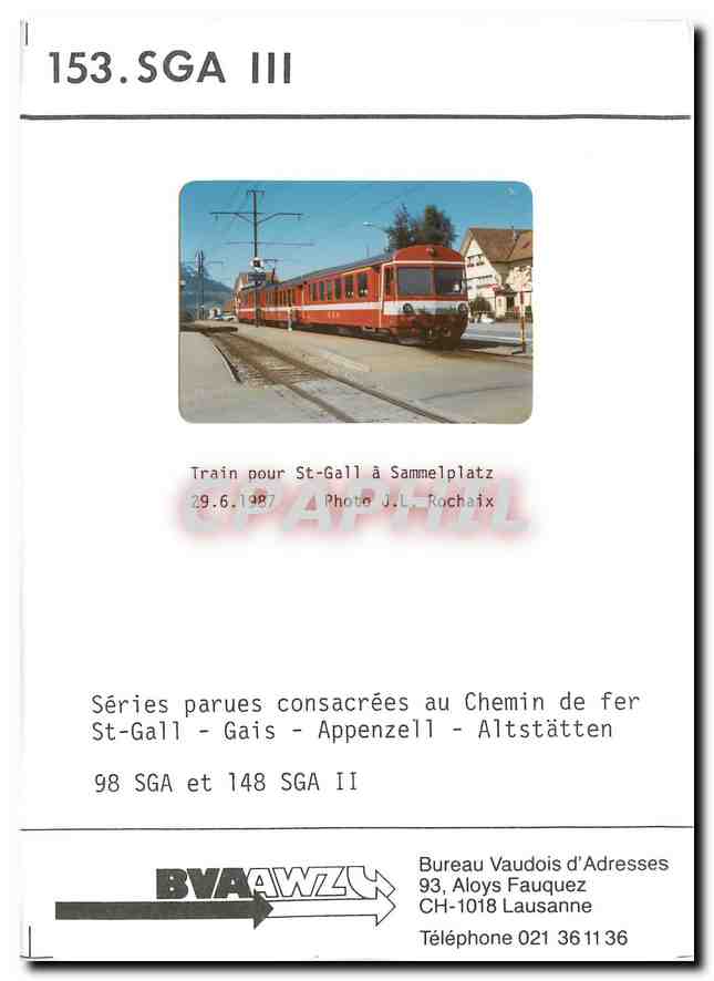 Photo Train pour St-Gall a Sammelplatz 29.6.1987