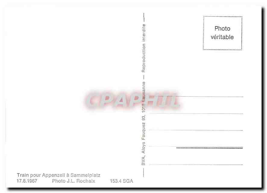 CPM Train pour Appenzell a Sammelplatz 17.8.1967 — Verso