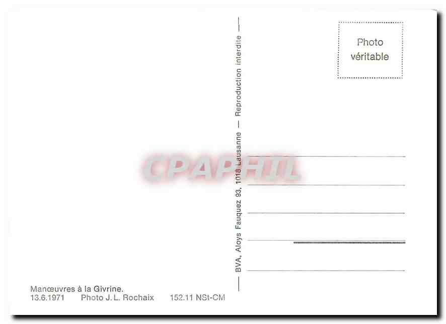 CPM Manoeuvres a la Givrine 13.6.1971 — Verso